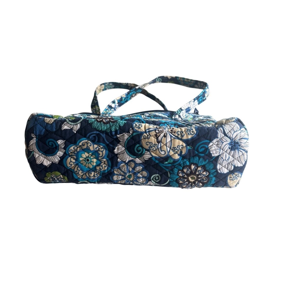 Vera Bradley Small Tote Bag Mod Blue Floral Quilted Cotton Retired Pattern - Picture 5 of 8